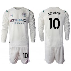 Camisola Manchester City Jack Grealish 10 Criança Equipamento Segundo 2021-2022 Manga Comprida